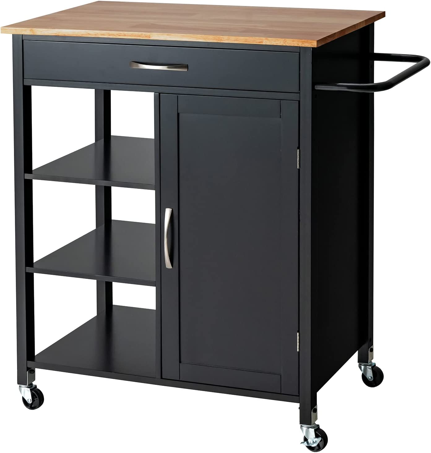 Giantex Kitchen Island - Mobile Kitchen Cart on Wheels, 1-Door Storage Cabinet, Large Drawer, 3 Tier Shelves