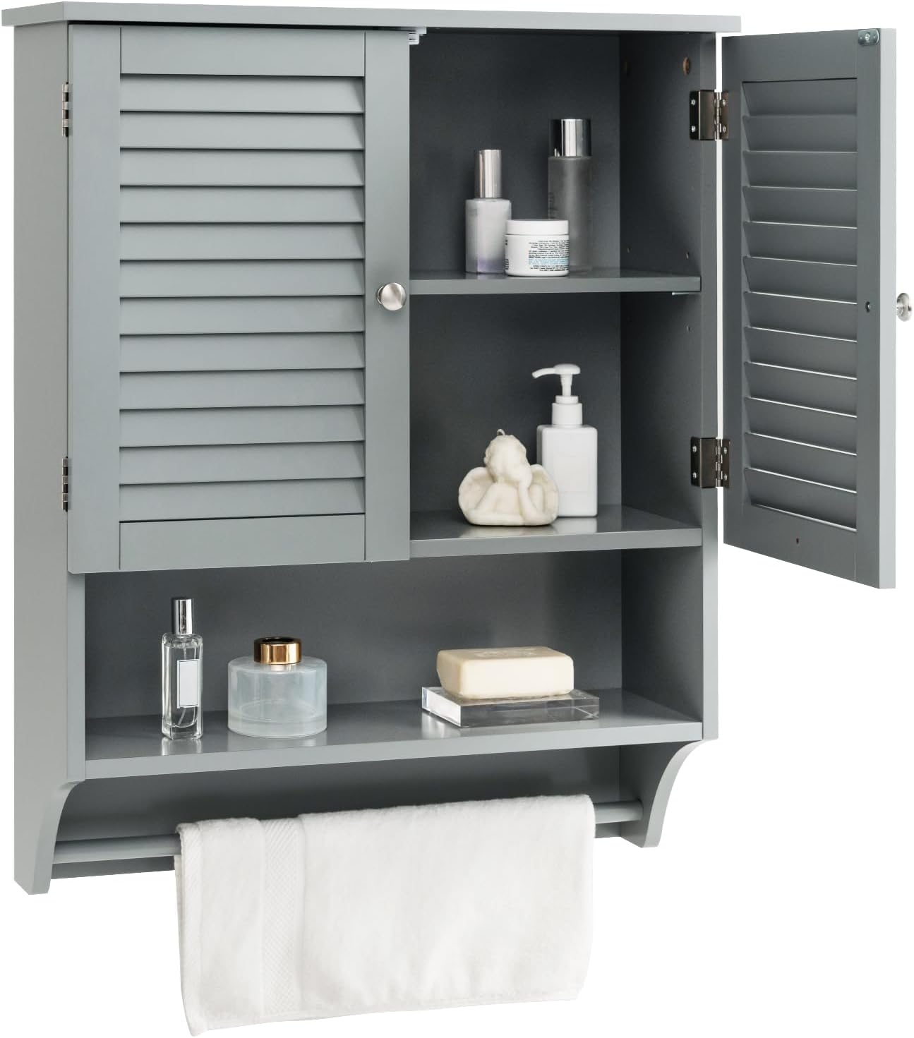 Giantex Bathroom Cabinet Wall Mounted - Hanging Medicine Cabinet with 2 Louvered Doors