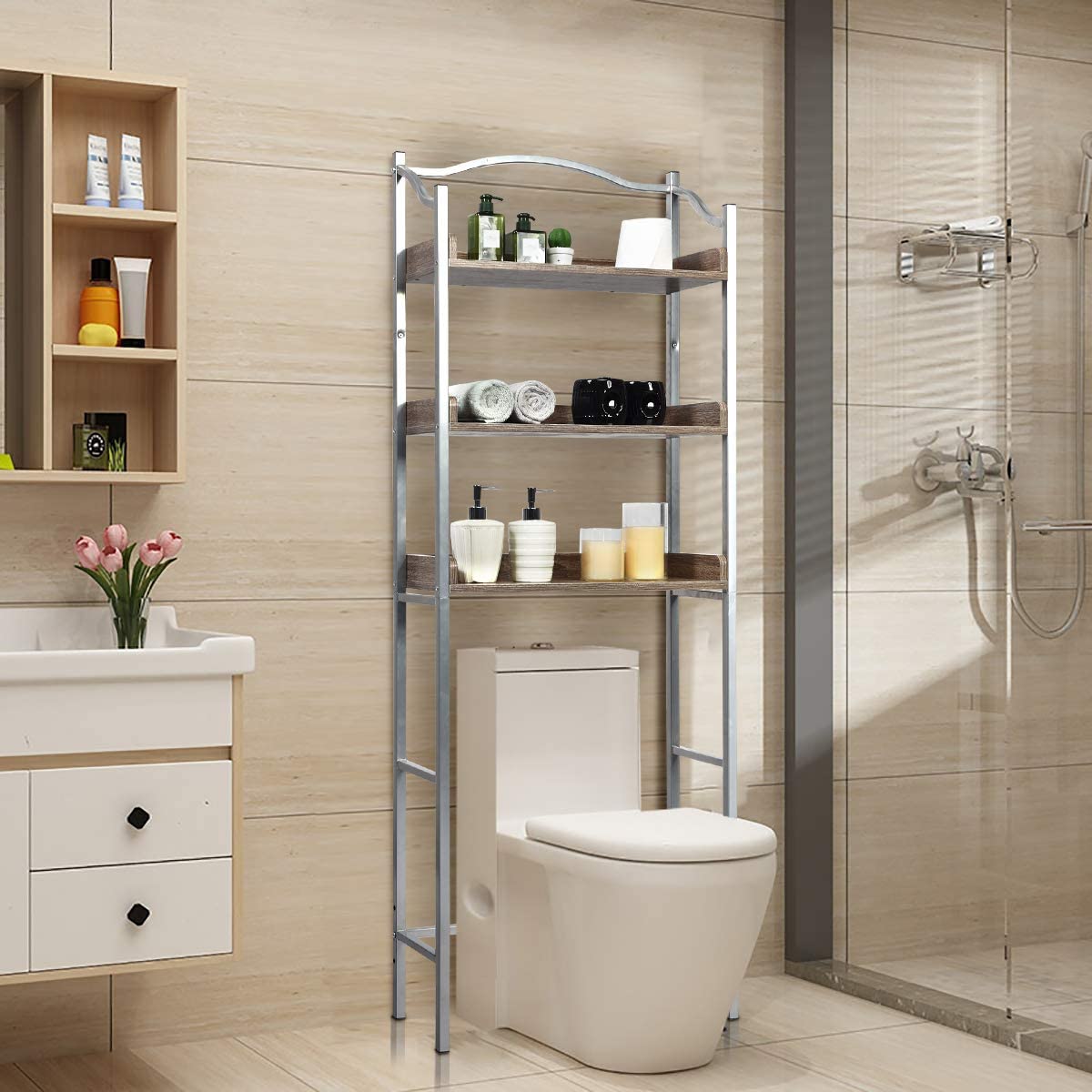 Over-The-Toilet Spacesaver 3-Tier W/Adjustable Shelves and Sturdy Metal Frame