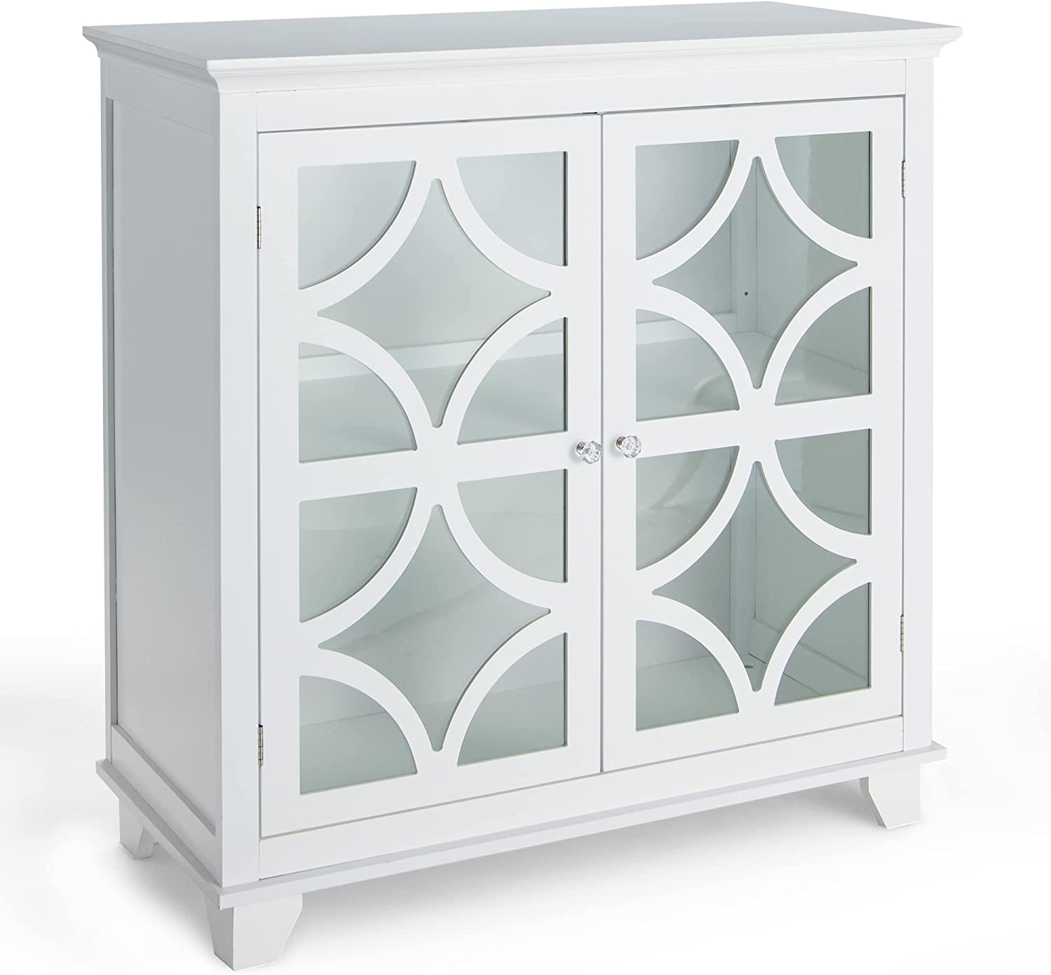 Giantex Buffet Sideboard, Freestanding Kitchen Cupboard w/Adjustable Shelf, 2 Decorative Glass Doors