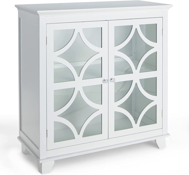 Giantex Buffet Sideboard, Freestanding Kitchen Cupboard w/Adjustable Shelf, 2 Decorative Glass Doors