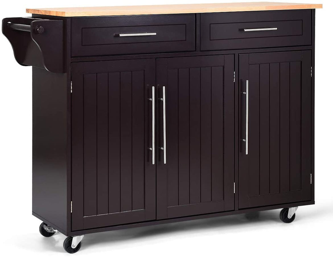 Giantex Kitchen Island Cart , 2 Drawers, 3 Door Cabinet