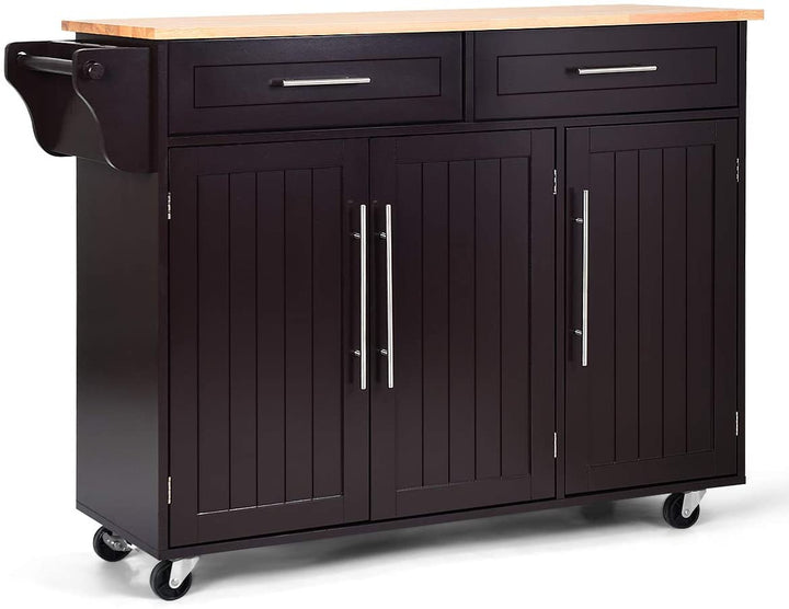 Giantex Kitchen Island Cart , 2 Drawers, 3 Door Cabinet