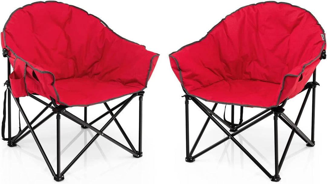 Giantex Portable Camping Chair, Lawn Chair, Outdoor Folding Chair with Cup Holder, Soft Seat