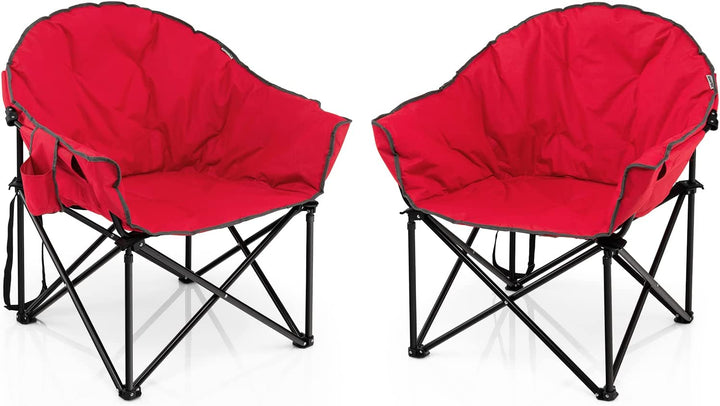 Giantex Portable Camping Chair, Lawn Chair, Outdoor Folding Chair with Cup Holder, Soft Seat
