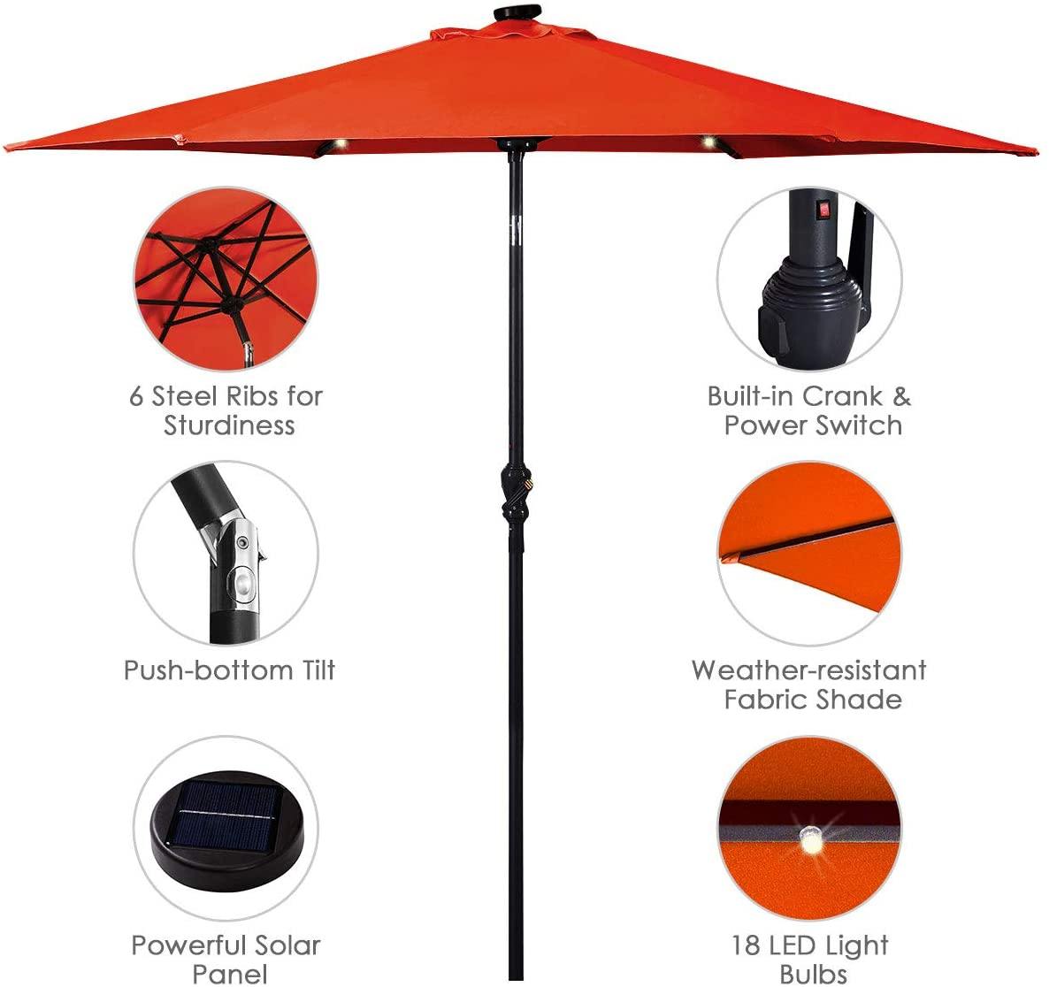 9ft Market Patio Umbrella w/Solar Lights - Giantexus