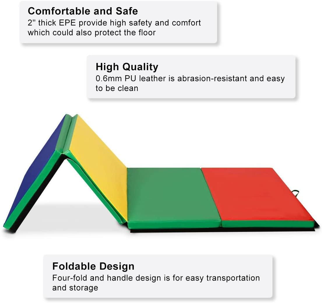 4'x10'x2'' Gymnastics Mat, Anti-Tear Folding Gymnastics Exercise Mats - Giantexus