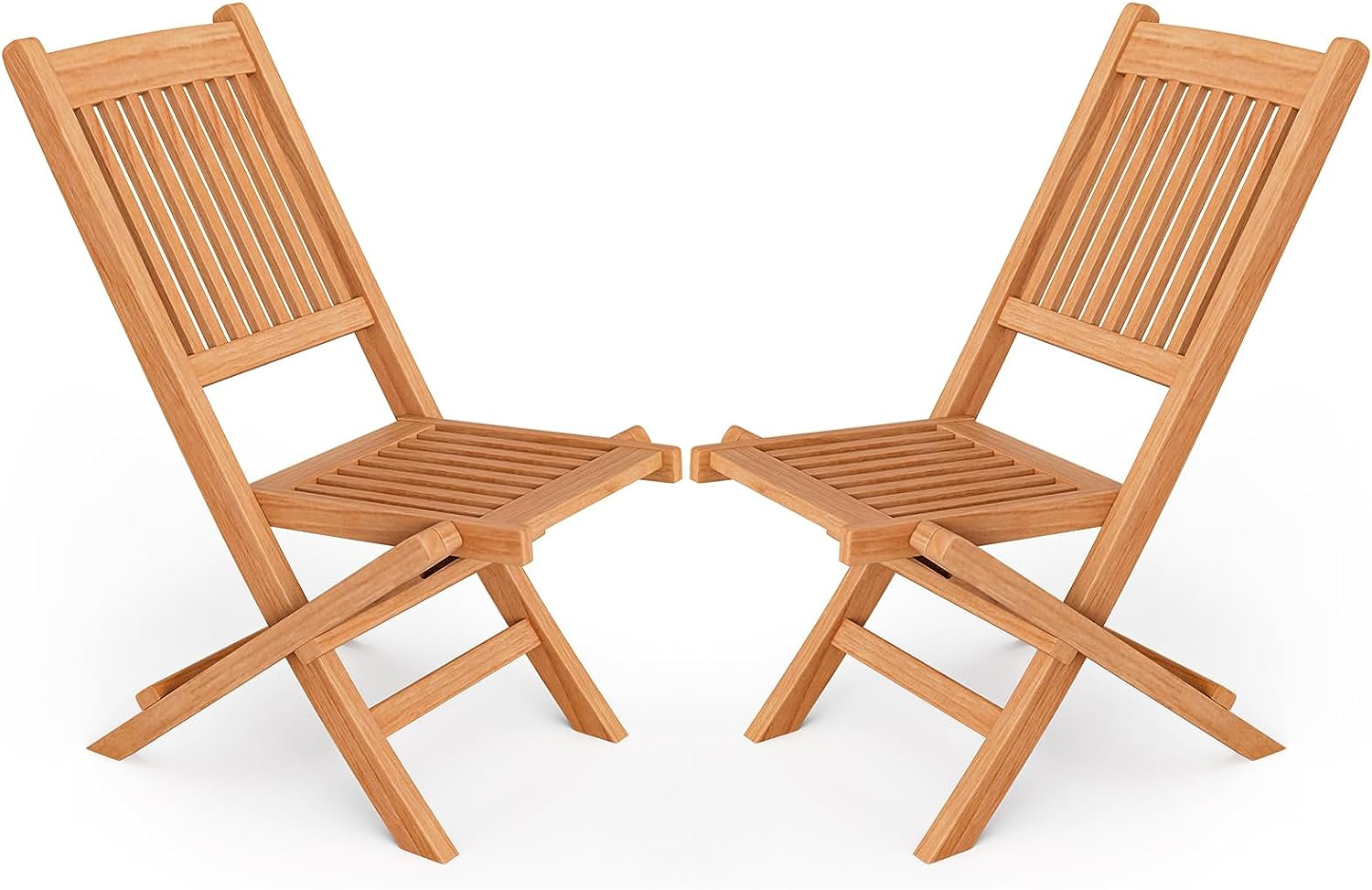 Giantex Patio Folding Chairs, Solid Teak Wood Outdoor Chairs with Slatted Seat & Back