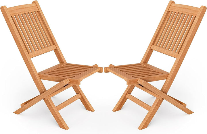 Giantex Patio Folding Chairs, Solid Teak Wood Outdoor Chairs with Slatted Seat & Back