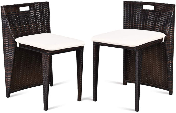 Giantex 3 PCS Cushioned Outdoor Wicker Patio Set Convention Bistro Set Garden Lawn Sofa Furniture (Light Brown)