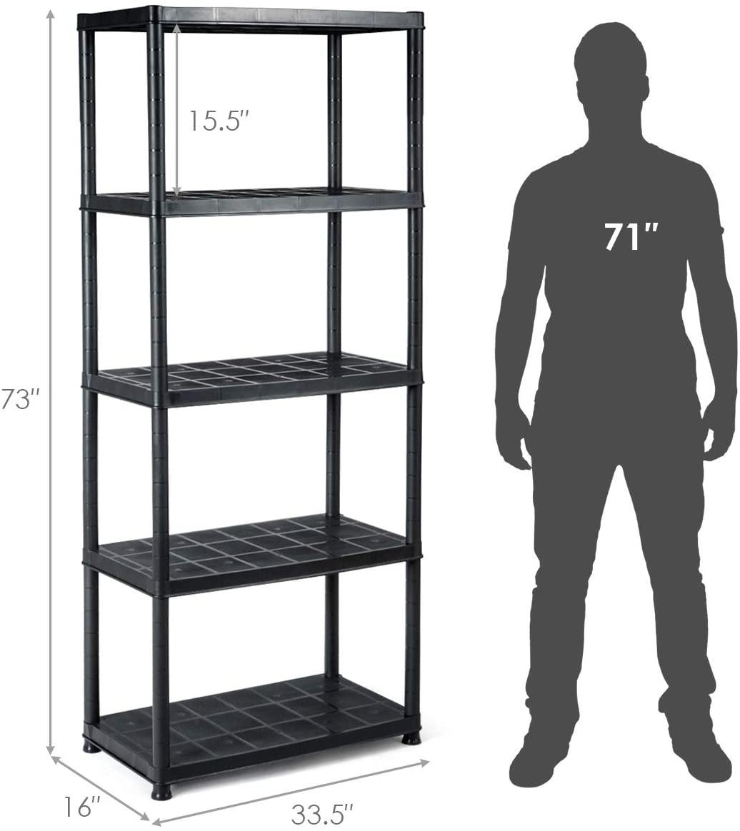 2 Pieces 5-Tier Ventilated Shelving Storage Rack - Giantexus