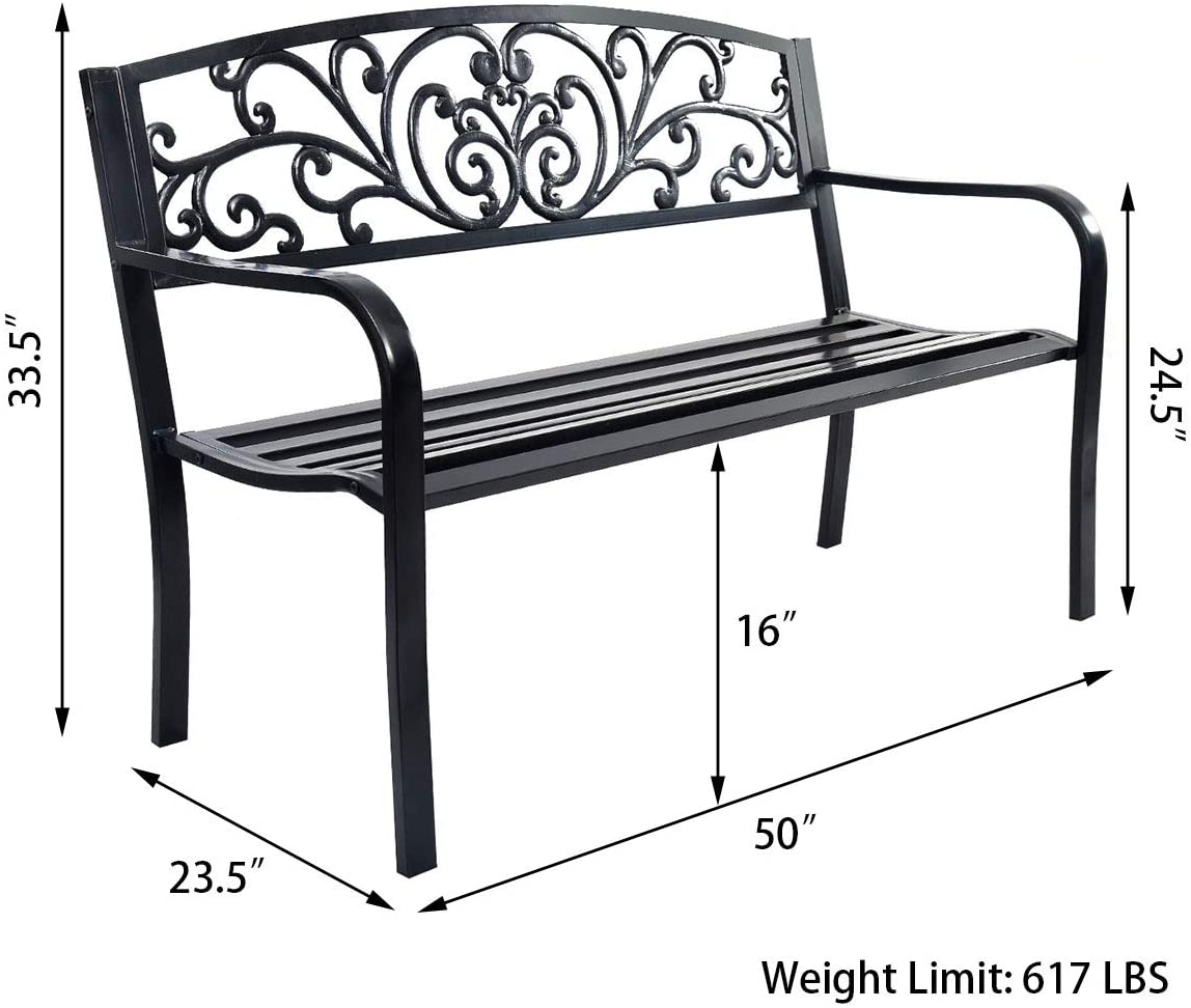 Giantex 50" Patio Garden Bench, Loveseats Park Yard Furniture