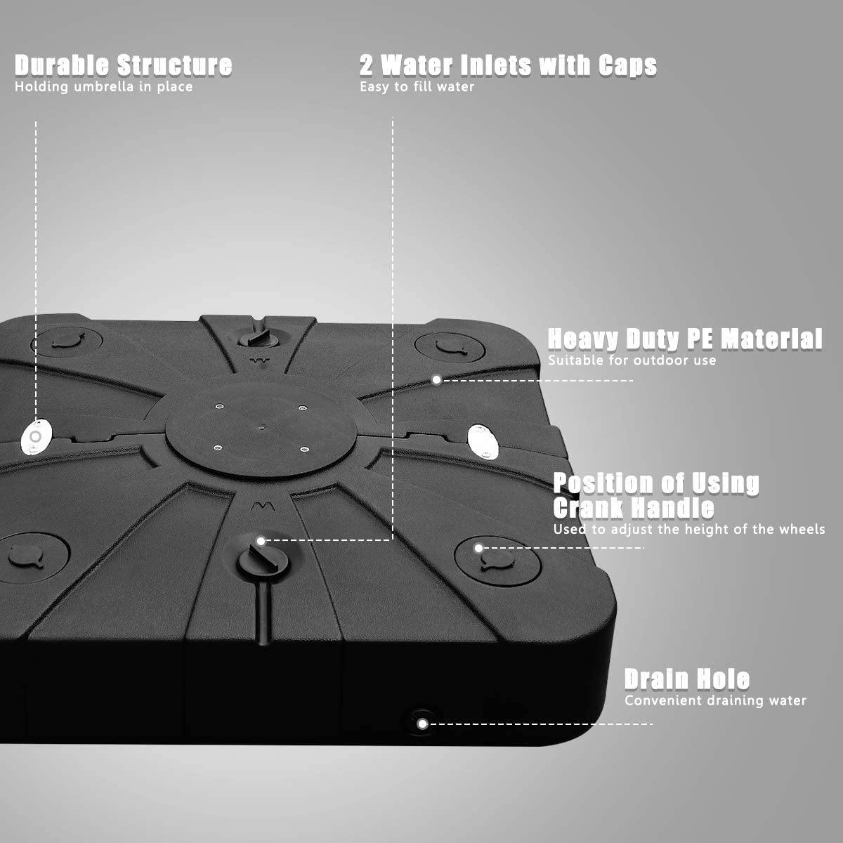 260lbs Offset Patio Umbrella Base with Wheels - Giantexus