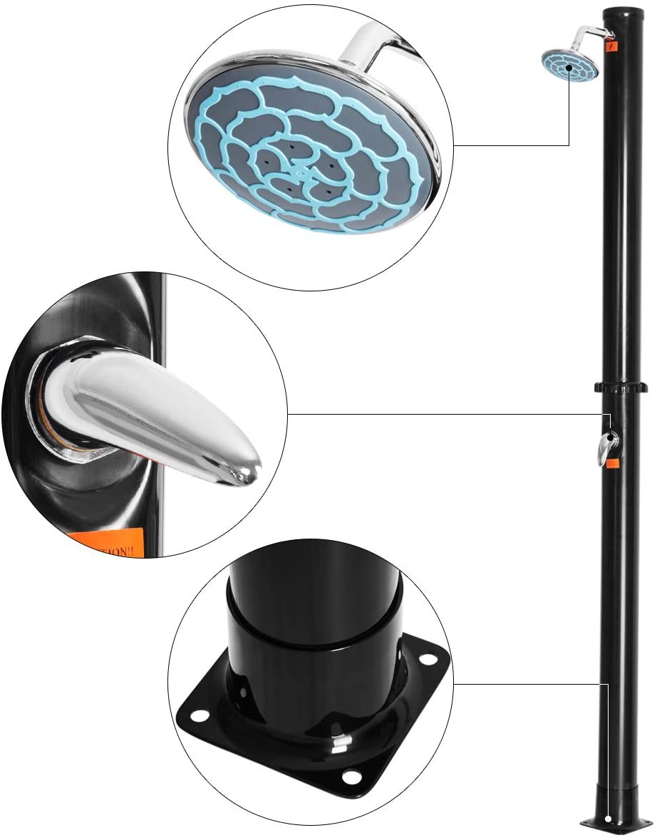 7.2Ft 2-Section Solar Heated Shower with Shower Head - Giantexus