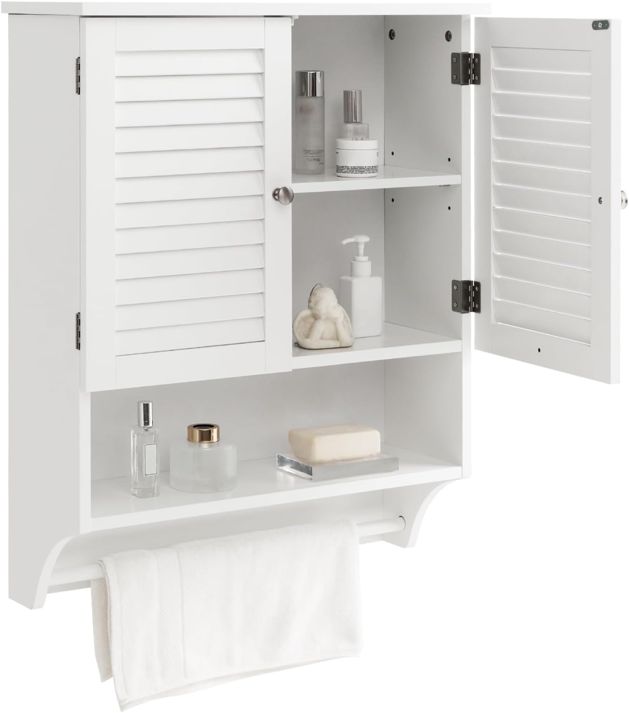 Giantex Bathroom Cabinet Wall Mounted - Hanging Medicine Cabinet with 2 Louvered Doors