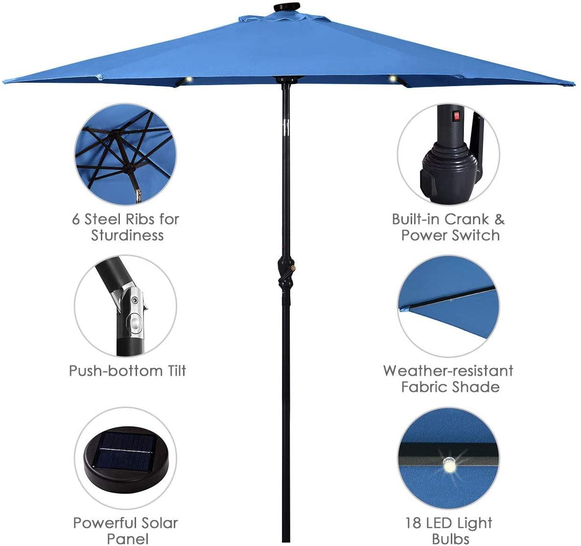 9ft Market Patio Umbrella w/Solar Lights - Giantexus