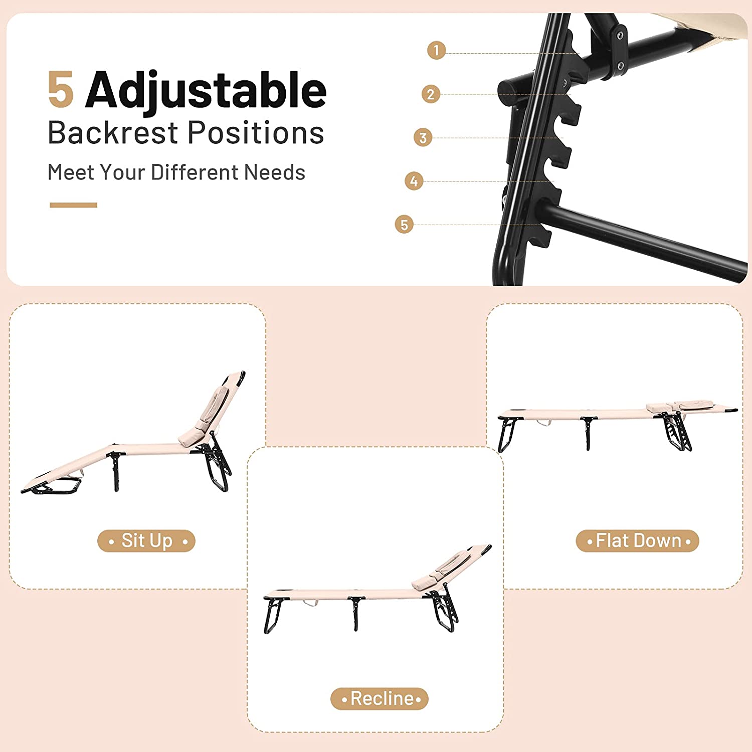 Beach Lounge Chair Chaise Lounge Chairs - Giantexus