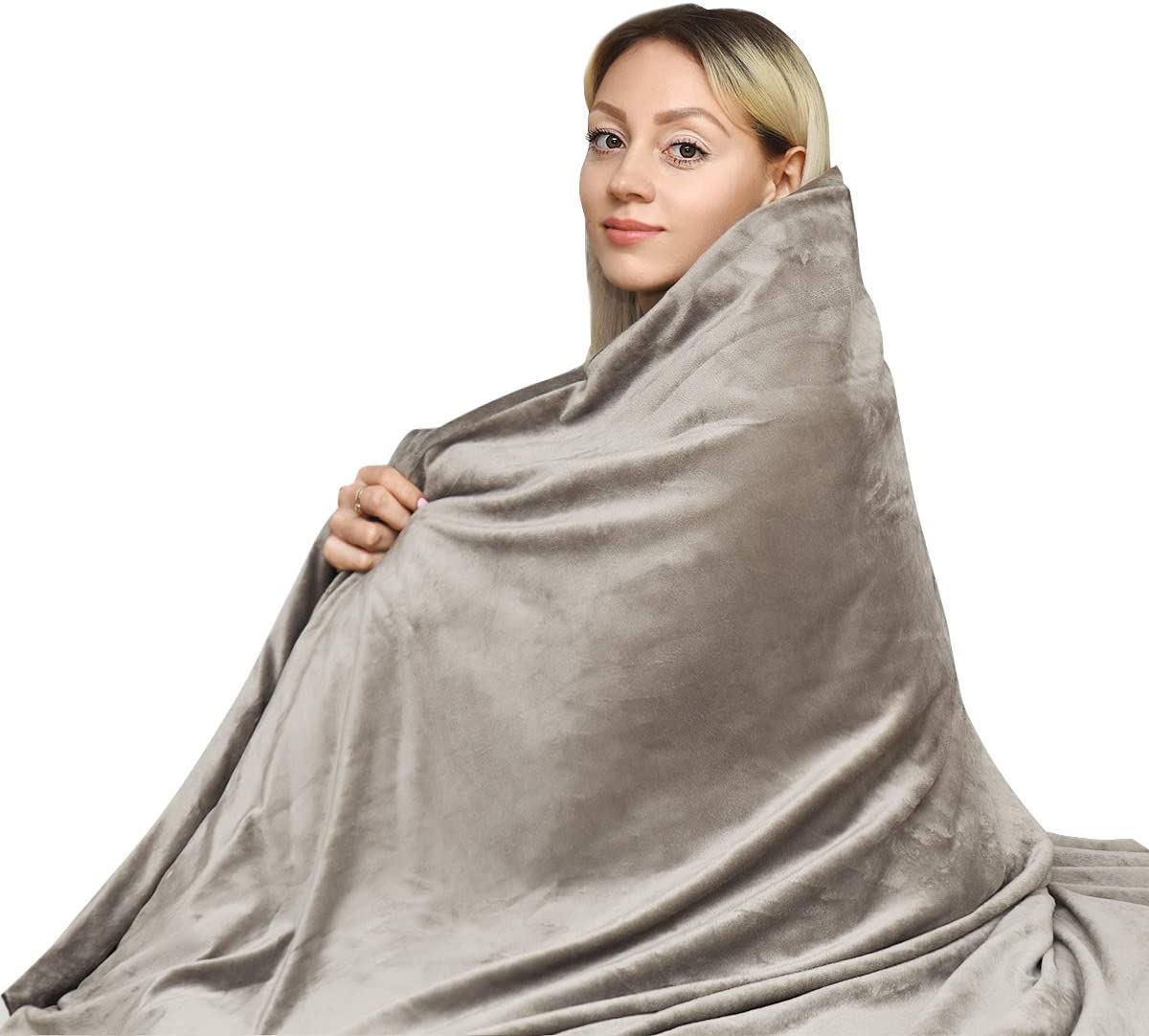 Weighted Blanket with 200GSM Crystal Velvet Cover 20lbs |60"x80"| Queen Size Gray