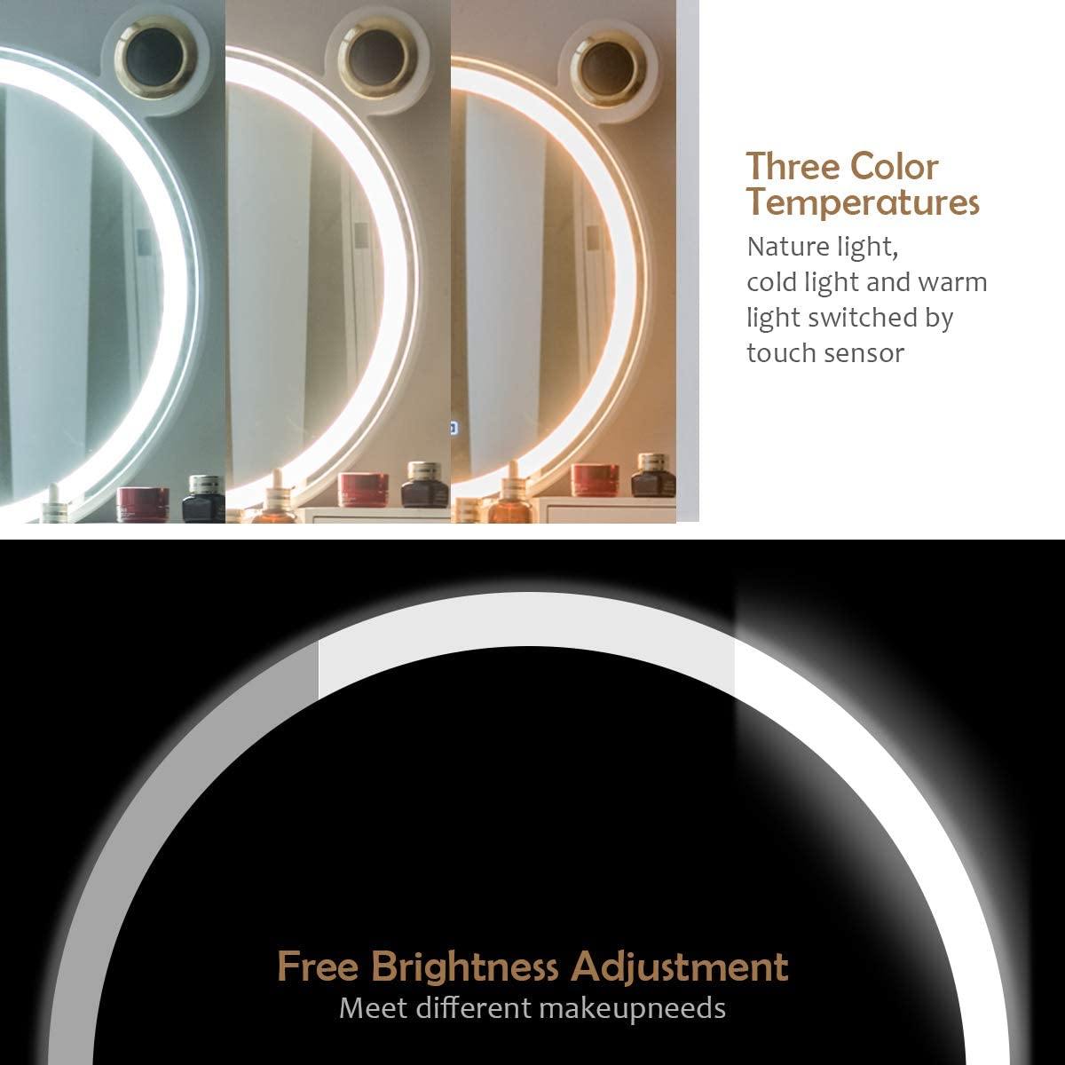 CHARMAID | Vanity Set with Lighted Mirror and Wireless Speaker - Giantexus
