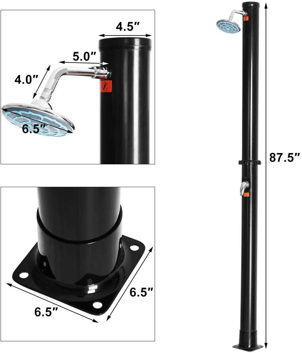 7.2Ft 2-Section Solar Heated Shower with Shower Head - Giantexus