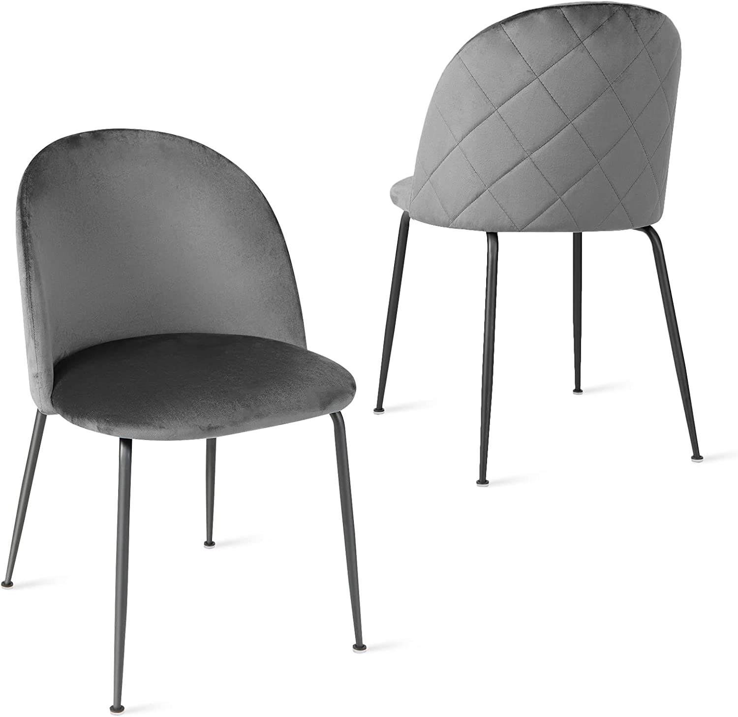 Giantex Modern Velvet Dining Chairs Set of 2 / 4 - Comfy Vanity Desk Chair, Classic Upholstered Dining Room Chairs