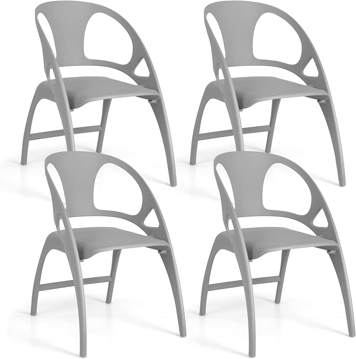 Giantex Folding Dining Chairs Set of 2/4, Outdoor Plastic Dining Chairs with Armrest and High Backrest