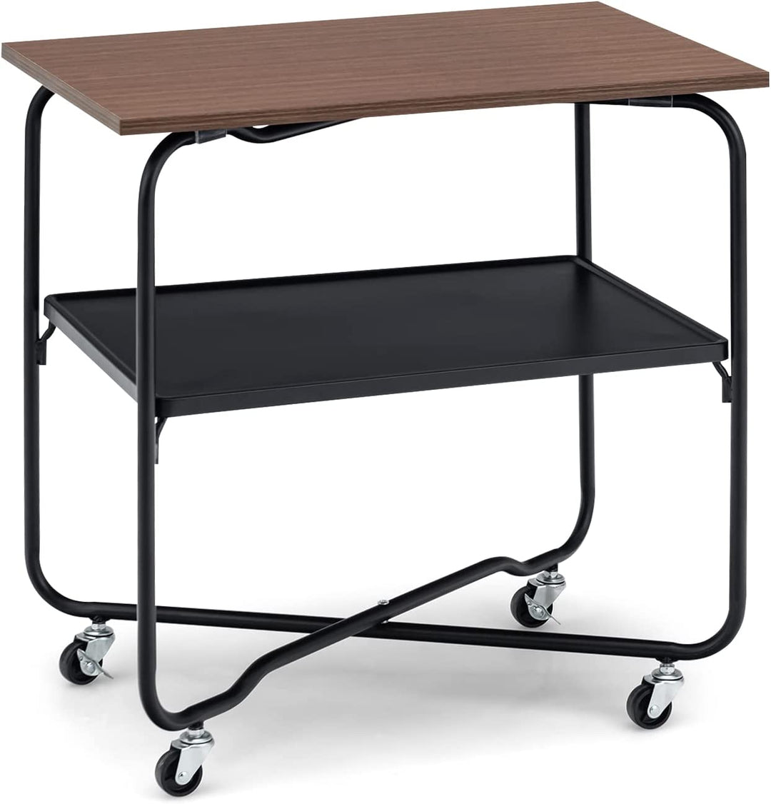 End Table on Wheels, 2-Tier Rolling Storage Cart - Giantex