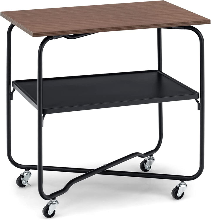 End Table on Wheels, 2-Tier Rolling Storage Cart - Giantex