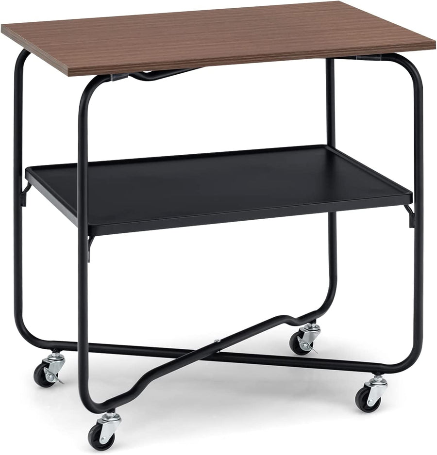 End Table on Wheels, 2-Tier Rolling Storage Cart - Giantex