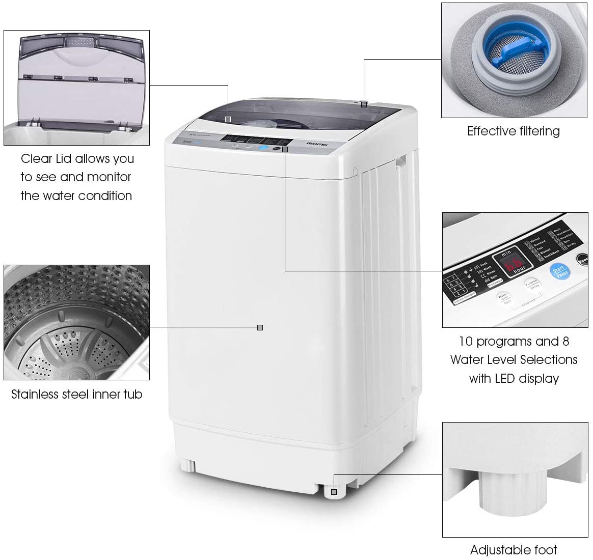 Portable Compact Washer Dryer Combo Full-Automatic Washing Machine