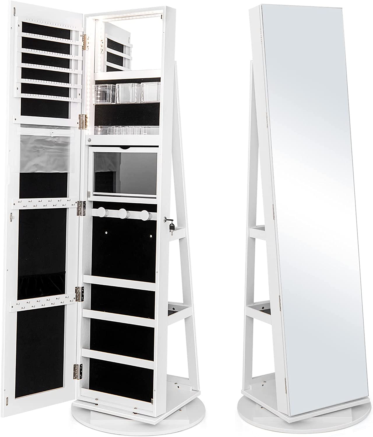 Jewelry Armoire, White- Giantex