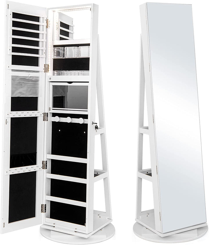 Jewelry Armoire, White- Giantex