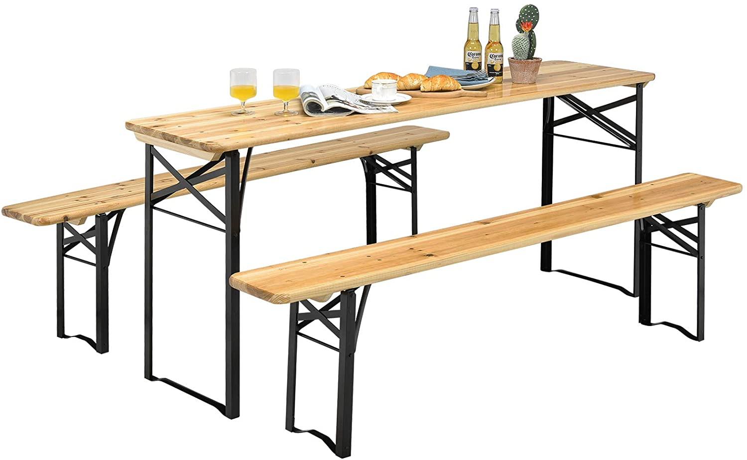 70" 3-Piece Portable Folding Picnic Beer Table