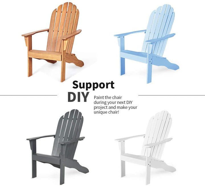 Giantex Adirondack Chair Outdoor Wooden W/Ergonomic Design Acacia Chair for Yard