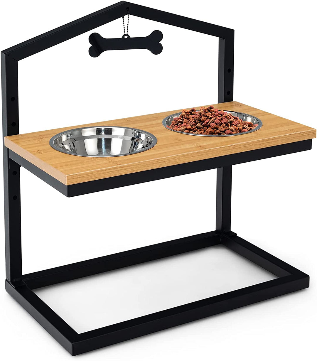 Giantex Elevated Dog Bowls Stand, 5 Adjustable Heights, 2 Stainless Steel Bowls