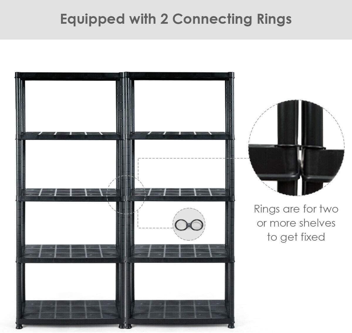 2 Pieces 5-Tier Ventilated Shelving Storage Rack - Giantexus