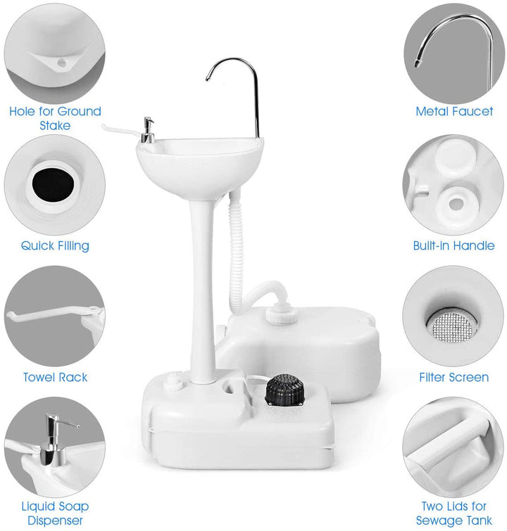 Hand Washing Station Portable Hand Sink W/Wheels
