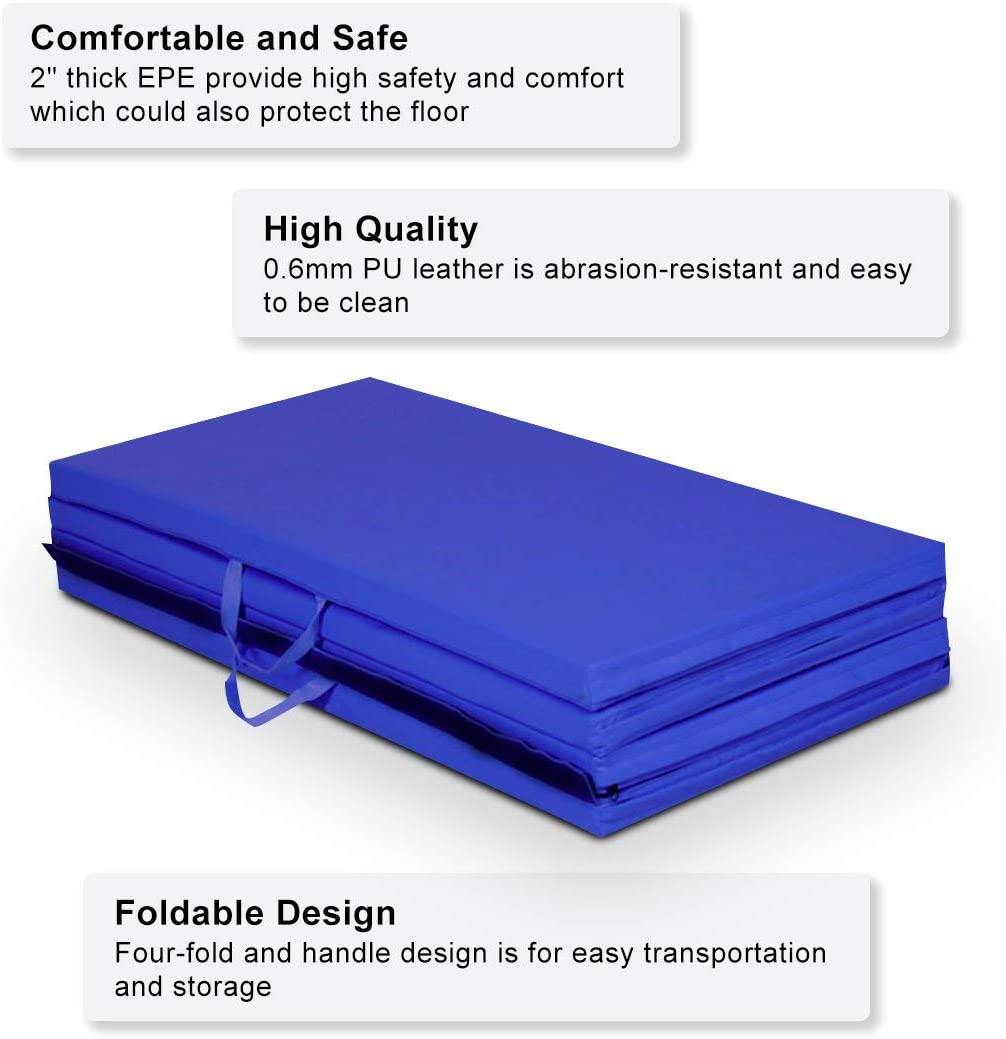 4'x8'x2 Gymnastics Mat, Folding Anti-Tear Gymnastics Panel Mats for Fitness - Giantexus
