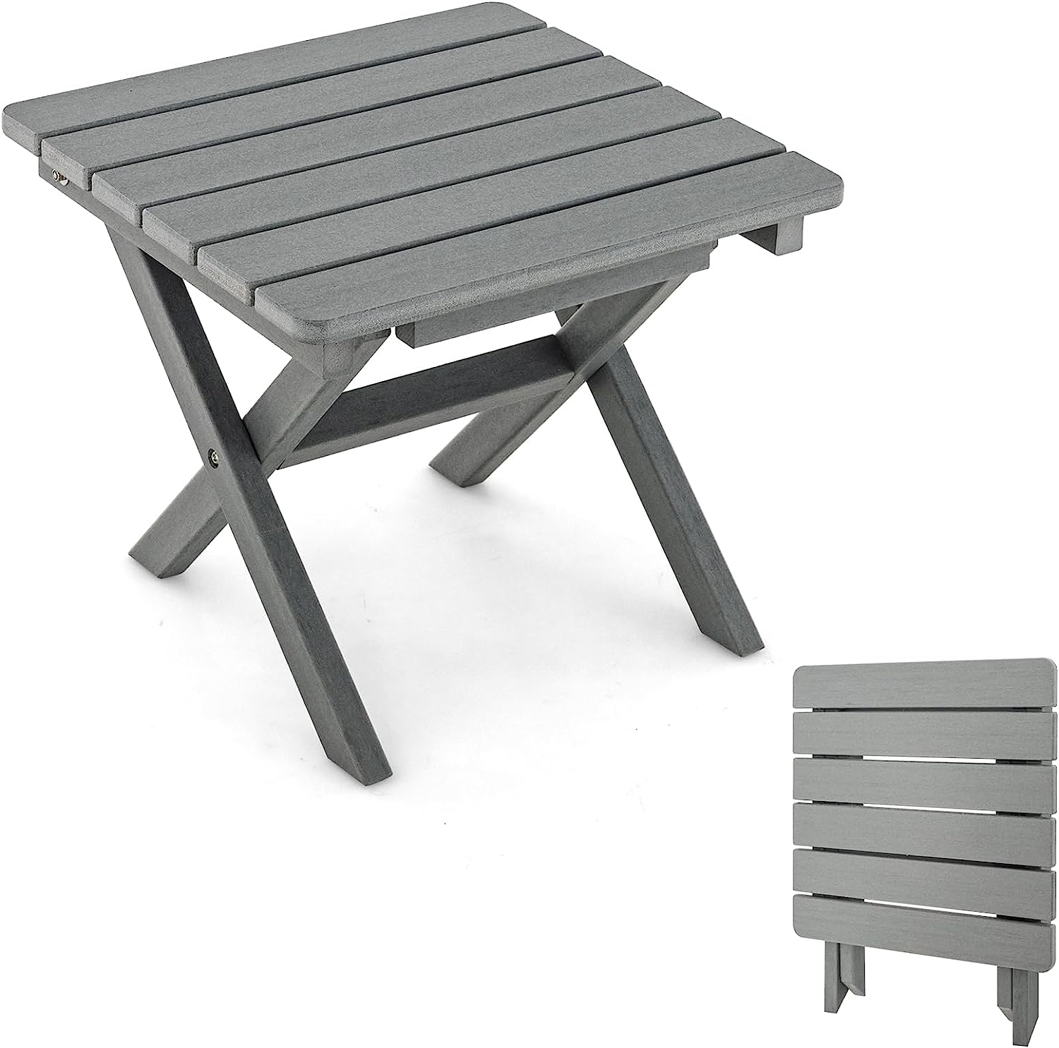 Giantex Outdoor Folding Side Table - Foldable Weather-Resistant HDPE Adirondack Table