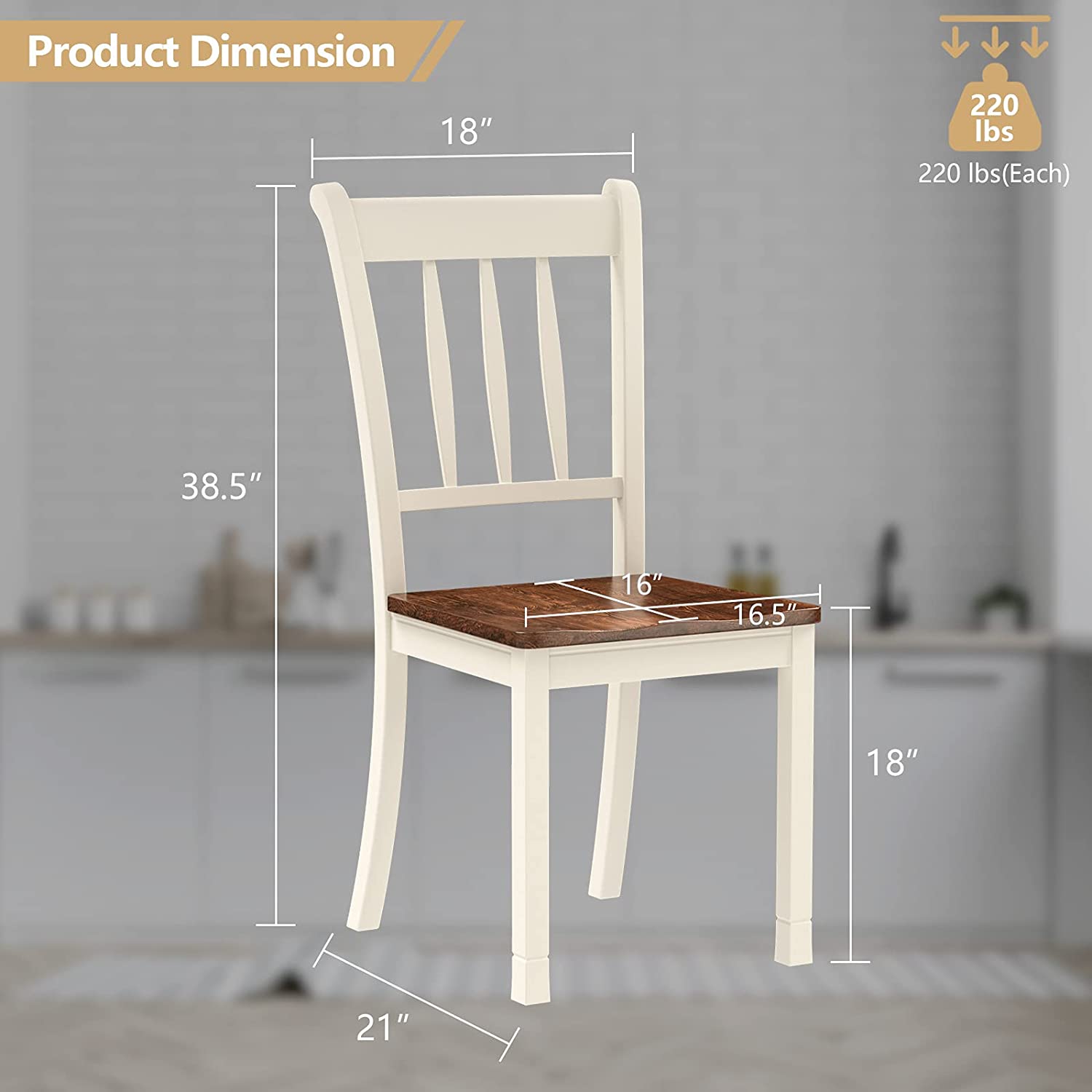 Solid Wood Whitesburg Dining Chairs Set of 4 - Giantexus