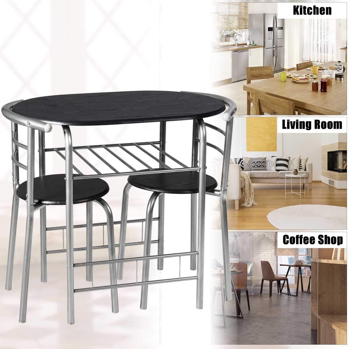 3 Piece Dining Set Compact 2 Chairs and Table - Giantexus