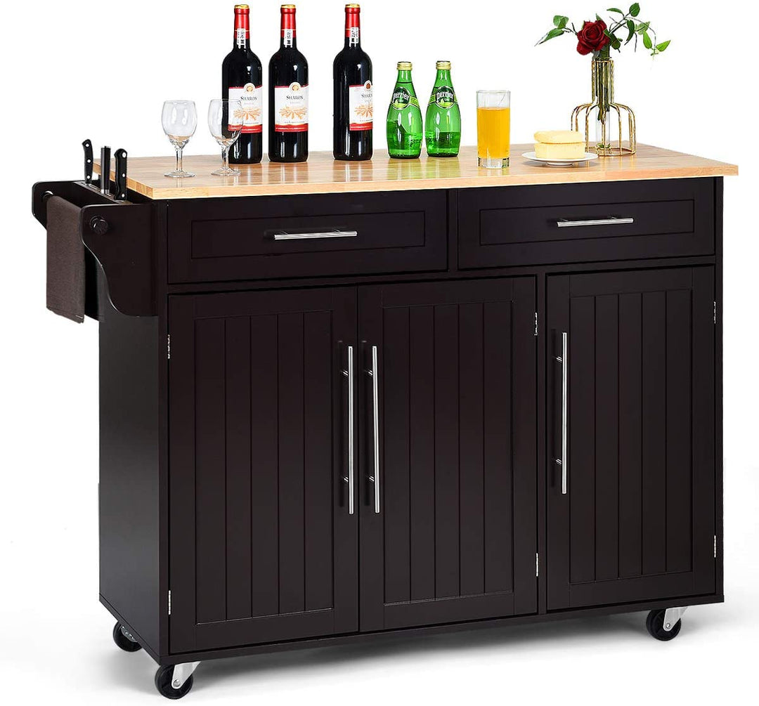 Giantex Kitchen Island Cart , 2 Drawers, 3 Door Cabinet