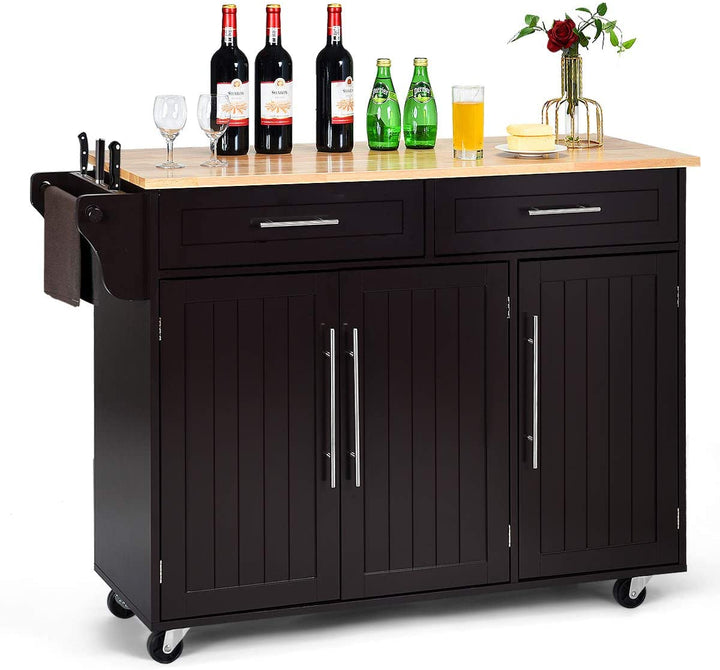 Giantex Kitchen Island Cart , 2 Drawers, 3 Door Cabinet