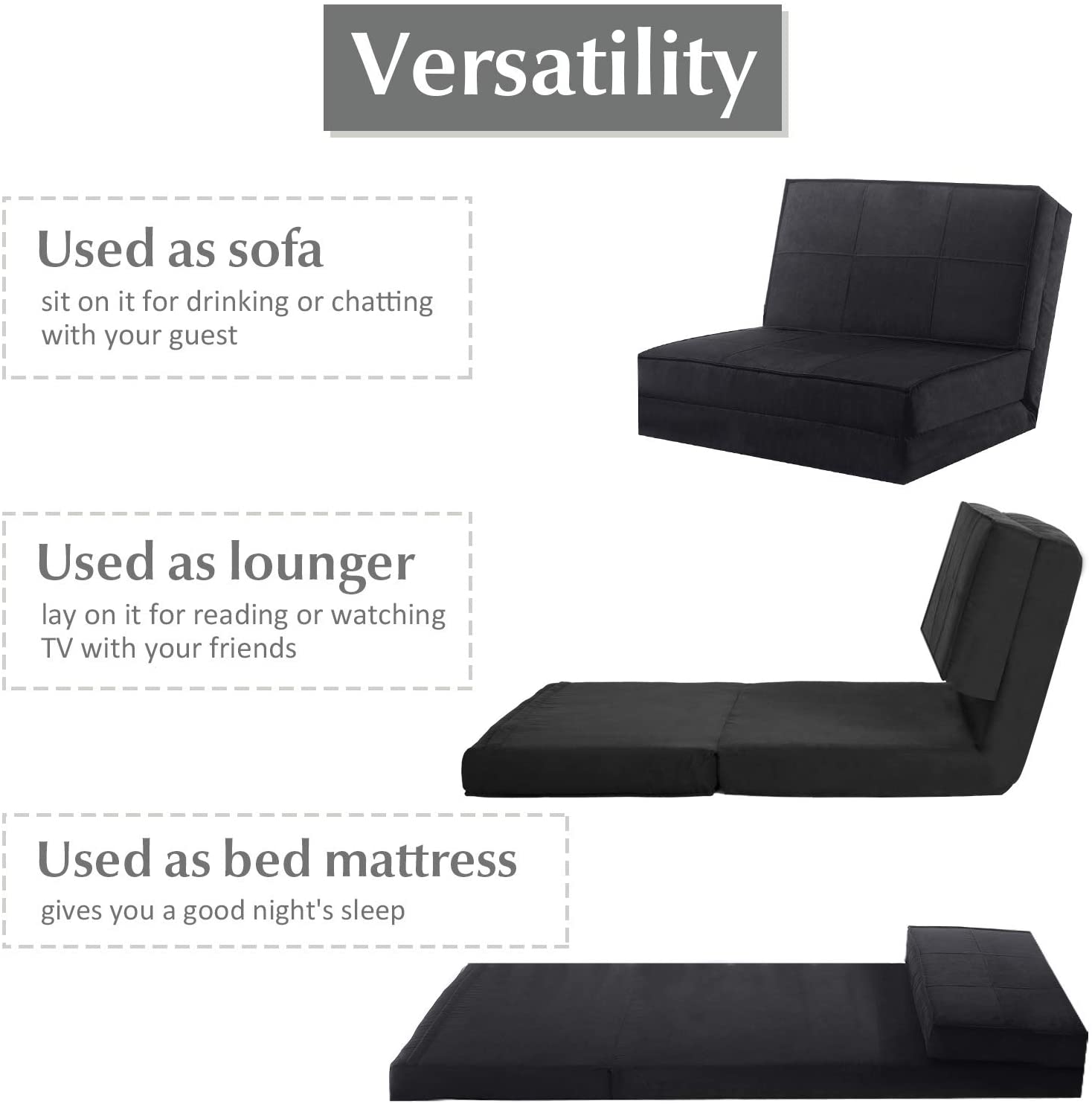 5-Position Adjustable Convertible Flip Chair - Giantexus