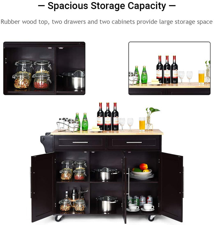 Giantex Kitchen Island Cart , 2 Drawers, 3 Door Cabinet