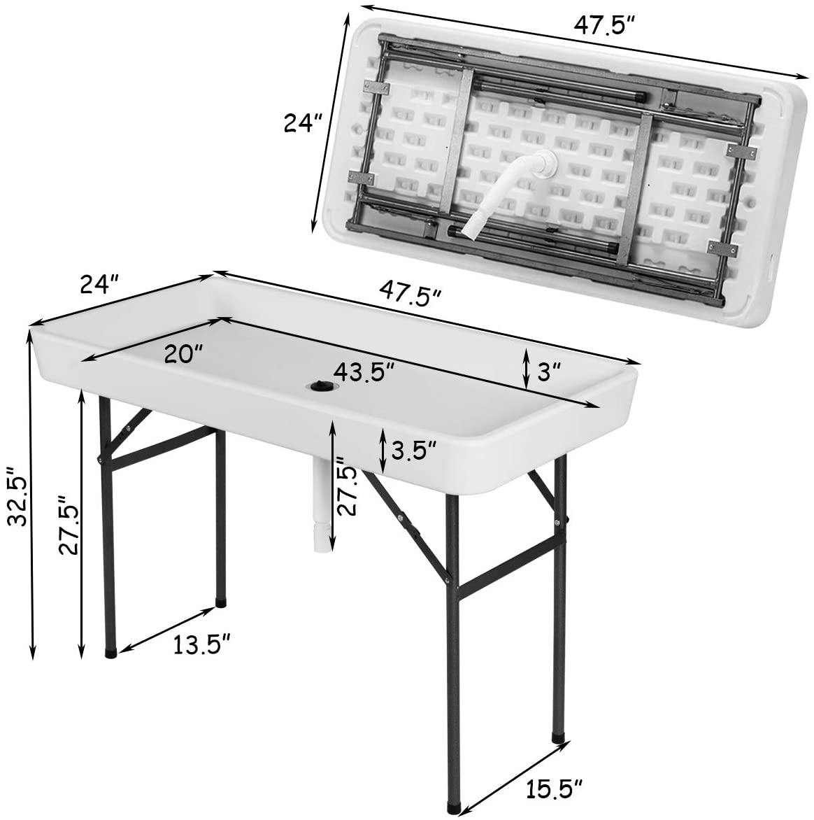 Giantex 4 Foot Ice Cooler Table w/ Matching Skirt and Drain Plug, Foldable Buffet Cold Food Keeper for Party - Giantexus