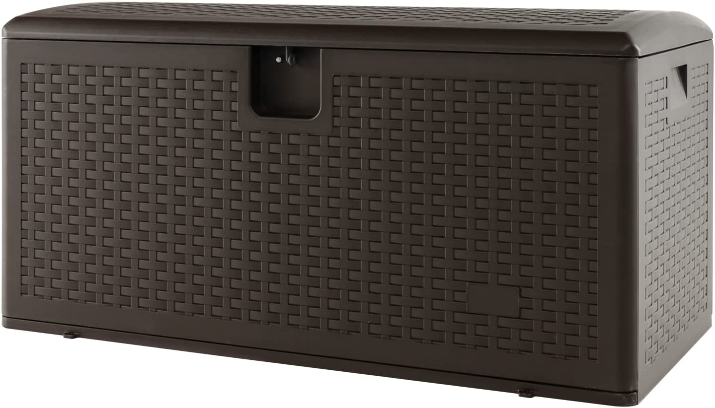 Giantex Patio Deck Box - Outdoor Storage Bin with Flip Lid, Lock Hole, Weather-resistant Package Delivery Boxes for Outside