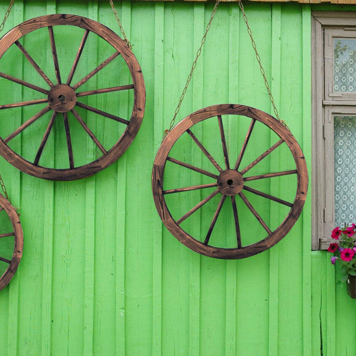 Giantex 30-Inch Set of Two Decorative Wooden Wheel