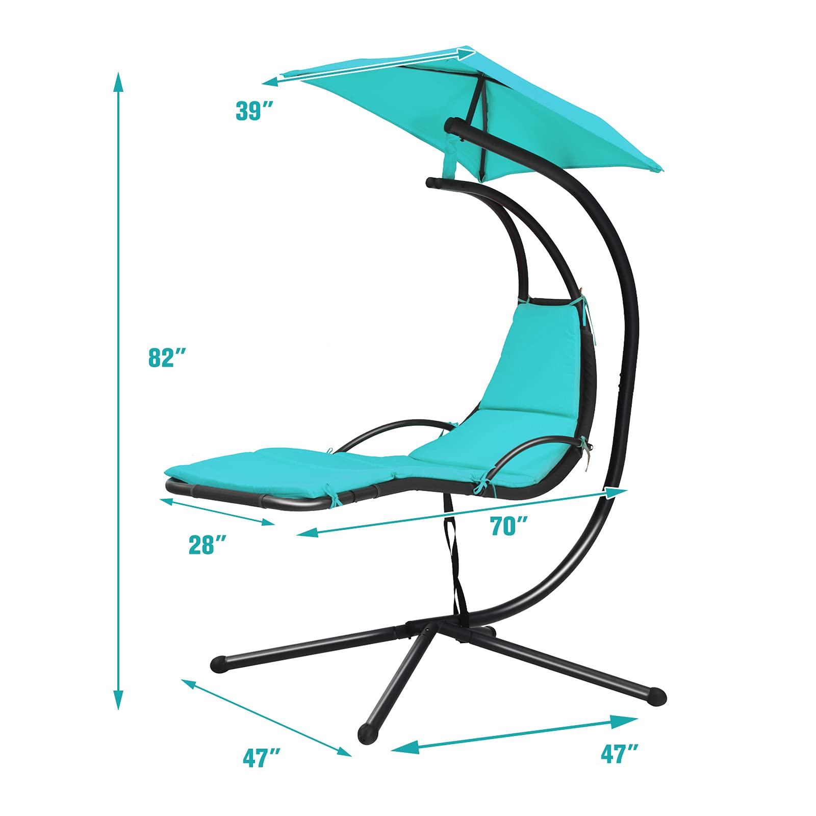 Giantex Hanging Arc Chaise Hammock for Patio Poolside Backyard Garden Porch