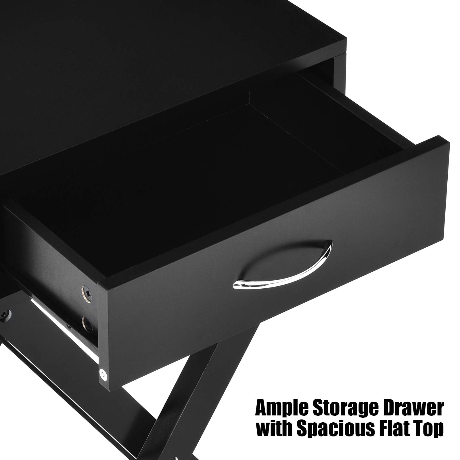 Giantex Nightstand with Drawer X-Shaped Design Sofa Side Table